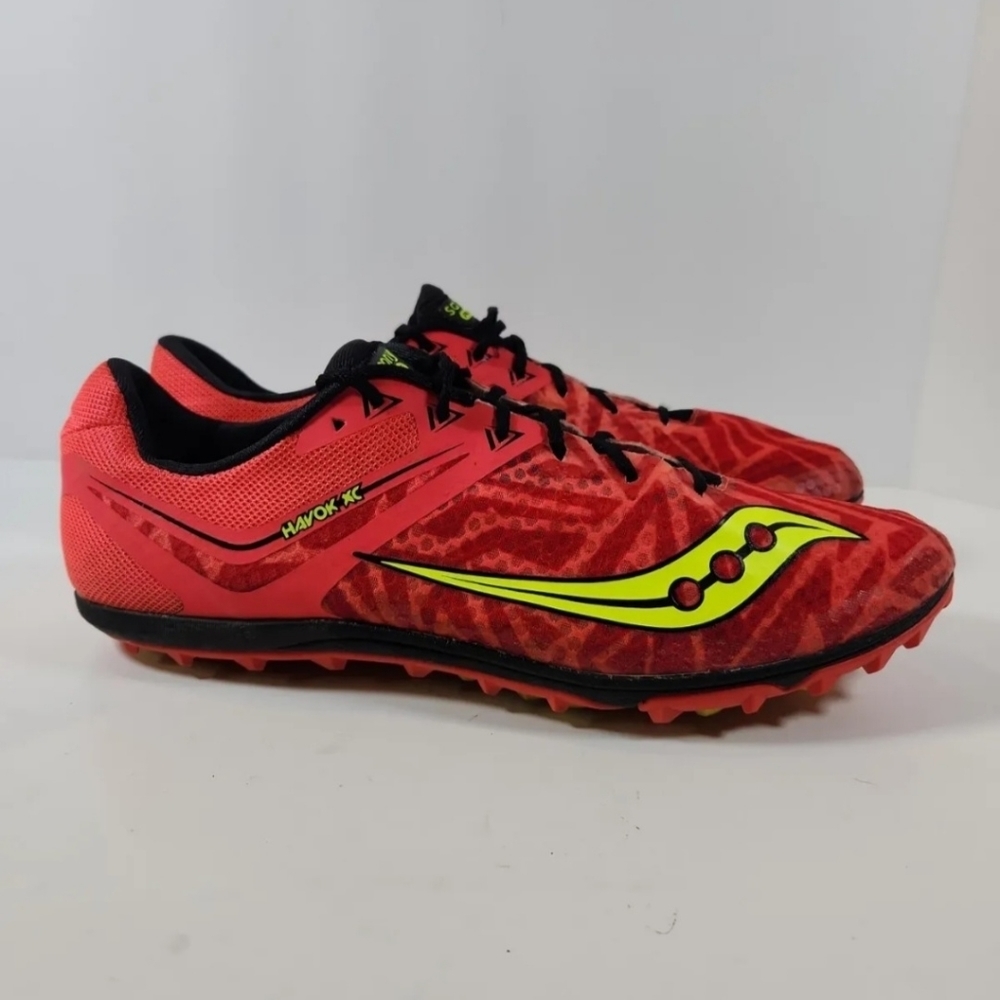 Saucony Men's Havok XC Running Shoes With Spikes 11.5 Vizi Red Citron S29029-3